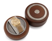 LONGINES "ADMIRAL" automatic wristwatch in yellow gold case with day/date window, baton numerals and gold plated bracelet band, in original timber box with two Longines&nbsp;gold plated buckles, 3.6cm wide including crown