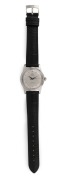 OMEGA "SEAMASTER" automatic wristwatch in stainless steel case with baton numerals and black leather band with Omega branded buckle, ​​​​​​​3.6cm wide including crown