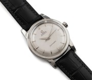 OMEGA "SEAMASTER" automatic wristwatch in stainless steel case with baton numerals and black leather band with Omega branded buckle, ​​​​​​​3.6cm wide including crown - 2