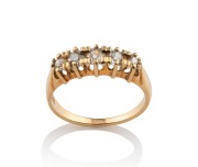 A 15ct gold ring, set with five old European cut diamonds (approximately 1ct total), with accompanying Certificate of Valuation by Ken Penfold Jeweller of Brisbane, ($3,600), ​​​​​​​3.6 grams total - 2