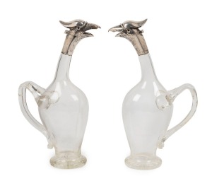 A pair of Continental silver mounted wine jugs, 19th/20th century, 26.5cm high