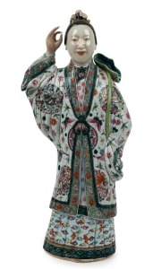 An antique Chinese famille vert porcelain statue, 19th/20th century, ​​​​​​​53.5cm high