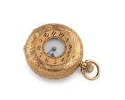 An antique 18ct gold half hunter lady's pocket watch with crown wind, 19th century, ​​​​​​​4.5cm wide overall - 2