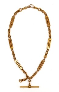 An impressive antique 15ct yellow gold Albert fob chain, 19th century, stamped "15ct", 39cm long, 48 grams