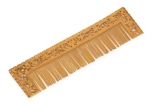 An antique Burmese 22ct gold hair comb, 19th/20th, 12cm wide, 24.6 grams