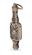 Antique French 18ct gold lorgnette, 19th century, stamped "18", 9cm long when closed, 24 grams total weight including glass