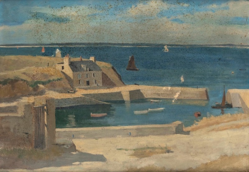 ARTIST UNKNOWN (St. Ives School), (harbour scene), oil on canvas, ​​​​​​​45 x 64cm, 67 x 76cm overall