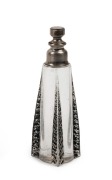 LALIQUE French Art Decosquare form perfume bottle with grey stained finish, circa 1925, stamped "R. LALIQUE, PARIS, FRANCE", 13.5cm high