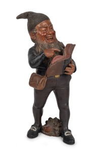 BERNARD BOCH&nbsp;antique Austrian terracotta gnome statue, 19th century, stamped "B.B.", ​​​​​​​39cm high