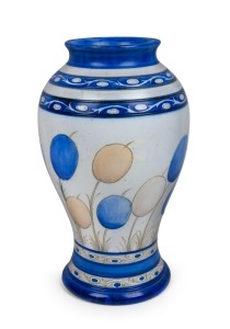 MOORCROFT&nbsp;early English pottery vase with blue banded decoration, circa 1910, underglazed blue signature mark and impressed "Moorcroft, Made In England", 37cm high