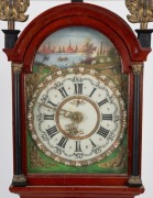 An antique Dutch Staart wall clock with alarm movement, hand-painted dial and Roman numerals, early 20th century, 147cm high - 2