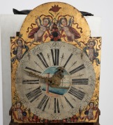 An antique Dutch Staart wall clock with alarm movement, hand-painted dial and Roman and Arabic numerals, 18th/19th century, 103cm high - 2