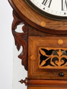 An antique American drop dial wall clock in walnut case, with eight day time and strike movement, 19th century, ​​​​​​​70cm high - 4