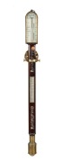 SPENCER BROWNING & Co. of London, antique English bow fronted marine barometer in rosewood and mother of pearl case, with ivory register plates surrounded in quality brass mouldings, circa 1860, (later brass wall mount gimble), ​​​​​​​95cm high