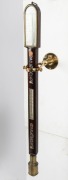 SPENCER BROWNING & Co. of London, antique English bow fronted marine barometer in rosewood and mother of pearl case, with ivory register plates surrounded in quality brass mouldings, circa 1860, (later brass wall mount gimble), ​​​​​​​95cm high - 2