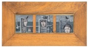 DAN KEDAR (1929-2008, Israel), triptych, oil on board, mounted together, signed and dated 1974 at upper right, 10 x 31.5cm, 24.5 x 46cm overall.