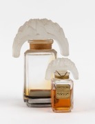COTY vintage French glass perfume bottles in two sizes, the smaller bearing original foil label "COMPLICE DE FRANCOIS COTY PARIS", circa 1970s, (2 items), 5.5cm and 10cm high