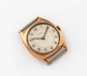 CYPRUS vintage wristwatch in 9ct gold case with manual wind movement and Arabic numerals, 3cm wide including crown