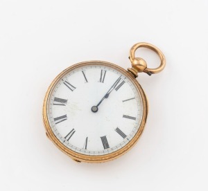 WALTHAM antique American pocket watch in 10ct engraved gold case with key wind movement, 19th century, 5.5cm high overall, 54 grams total including movement