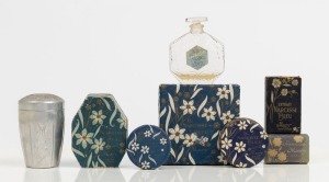 LE NARCISSE BLEU group of cosmetic boxes, perfume bottle, etc, (7 items), the bottle 6.5cm high