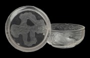 Three French glass lidded powder bowls, including LALIQUE, 20th century, the largest 9cm diameter - 2