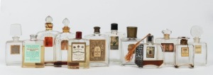 Twelve assorted vintage and antique French glass perfume bottles, all with original labels, early to mid 20th century, the largest 13cm high