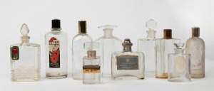 Ten assorted vintage French perfume bottles including D'ORSAY EAU DE COLOGNE and CARVEN, 20th century, the largest 15cm high