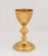 A gilt silver and brass offering chalice with engraved dedication to base "IN MEMORY OF 1st LT. FRANK A. D'AMICO", mid 20th century, ​​​​​​​19cm high