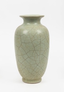 A Chinese celadon crackle glazed vase, Republic Period, 20th century, 30cm high