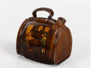 ROYAL DOULTON KINGSWARE&nbsp;"Leather Bottle"&nbsp;whisky flagon, circa 1919, black factory mark to base, 16cm high