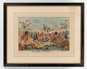 "THE BATTLE OF VITTORIA", hand-coloured engraving dated 1813, 33 x 34cm, 42 x 53cm overall