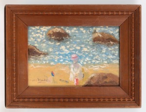 WILLIAM BLUNDELL (1946 - 2023), I.) Sydney Heads, II.) untitled beach scene, oil on board, both signed lower left "Will Blundell", the larger 43 x 32cm overall