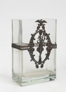 WHITEHILL English silver plate mounted square form glass vase, 20th century, 18cm high
