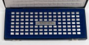 THE MEDALLIC REGISTER OF THE WORLD'S GREAT SHIPS sterling silver miniature collection in original box with accompanying&nbsp;documentation. Each piece stamped "925" with ship's details. 2 grams a piece. 105 grams total.