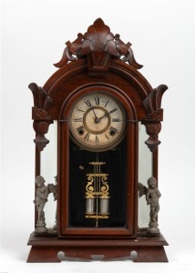 ANSONIA antique American mantle clock with cherub figures, 19th century, 53cm high
