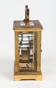 An antique French carriage clock with enamel dial and Roman numerals, 19th/20th century, 15cm high overall - 2