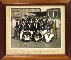 1946 INDIAN TOUR TO ENGLAND, team photograph showing the side captained by the Nawab of Pataudi, framed & glazed, overall 36x31cm.