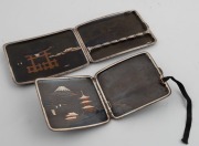 Two Japanese silver cigarette cases inlaid with copper and niello finish, early 20th century, both signed on reverse, 8.5cm and 11cm wide, 180 grams total - 2