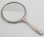 An antique silver hand mirror with engraved decoration, circa 1900, ​​​​​​​29cm high - 2