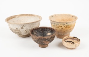 Four antique Chinese ceramic bowls including Ming Dynasty, ​​​​​​​the largest 8.5cm high