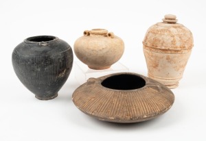Four antique ceramic vessels, Chinese and Thai origin, 19th century and earlier, ​​​​​​​the largest 16cm high
