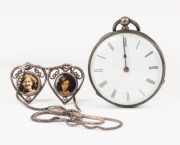 An antique gilded silver folding locket book, interior fitted with six miniature glass window displays; together with a sterling silver double sweetheart pendant on chain, a sterling silver and pearl ring in box, a pair of sterling silver and paua&nbsp;cufflin - 2