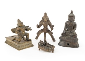 Four assorted cast bronze statuette and ornaments, 19th/20th century, the largest 12cm high