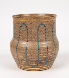 CLARICE CLIFF "Goldstone" English pottery vase, stamped "Bizarre by Clarice Cliff, Goldstone, Hand Painted, Newport Pottery, England", 15cm high