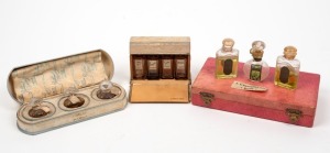 Three boxed sets of perfumes, including "CORDAY", "LANCOME" and "MUGETTA", the largest box 19cm wide