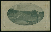 1914-18 (BW:LC18/23a) 1d KGV Sideface,&nbsp;perf.12&frac12; Die 1 in grey-black on Grey surfaced card with off-white cream interior, "Burrinjuck Dam, New South Wales, irrigating a young Citrus Orchard" illustration, message within, but not postally used, Cat $400 unu