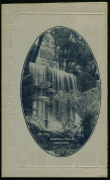 1914-18 (BW:LC18/118) 1d KGV Sideface perf.12&frac12; Die 1 in grey on Grey Surfaced Card with Off-White Cream Interior, "Russell Falls, Tasmania" illustration, fine unused.