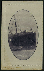 1914-18 Military Views (BW:LC27/M11C) 1d KGV Sideface Design, p12½ in purple-black on Grey to Greenish-Grey Card, white interior, "Troops on board Transport (wide view - A40 deleted)" illustration, some light striations over the view side, fine unused overall, Cat $400.