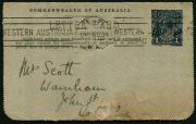1914-18 Military Views (BW:LC27/M11C) 1d KGV Sideface Design, p12&frac12;&nbsp; in deep violet-blue on Grey to Greenish-Grey Card, white interior, "Troops on board Transport (wide view - A40 deleted)" illustration; 1916 (May 10) postal use from Perth to Cottesloe (WA - 2