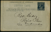1914-18 Military Views (BW:LC27/M12B) 1d KGV Sideface Design, p12&frac12;&nbsp; in blue-black on Grey to Greenish-Grey Card, white interior, "Troops on board Transport" illustration, message & addressed but not postally used, fine condition. - 2